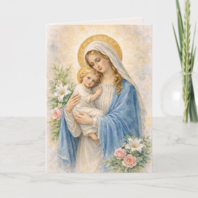 Carte Catholic Mary and Jesus Religious Birthday Card (Devant)