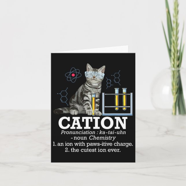 Carte Cation - Chimie amusante Humour Science Enseignant (Devant)