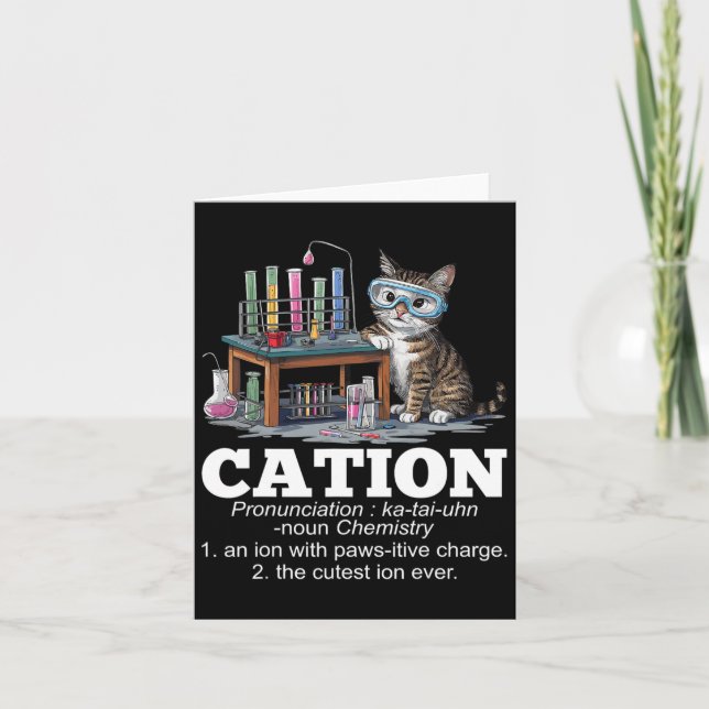 Carte Cation Chimie Humour Science Enseignant Chat Pun F (Devant)
