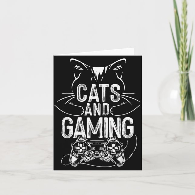 Carte Cats And Gaming Funny For Gamer, Cat Lover, Cat Mo (Devant)