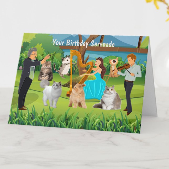 Carte Cats and Musicians Fun Birthday Serenade (Créateur téléchargé)
