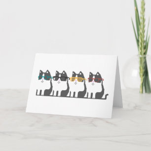 Carte Cats In Glasses Row Pixel Art Greeting Card