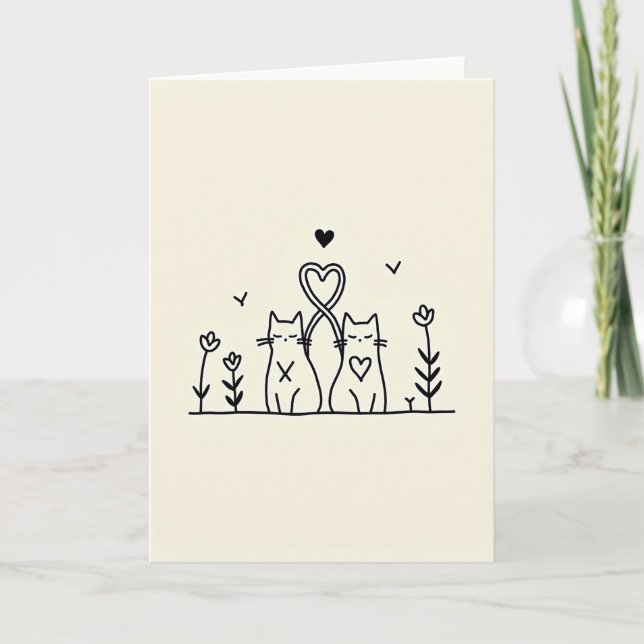 Carte Cats In Love Heart Card (Devant)