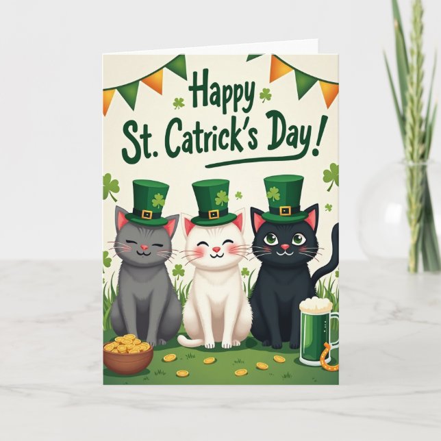 Carte Cats St Catricks Day Fun Card (Devant)