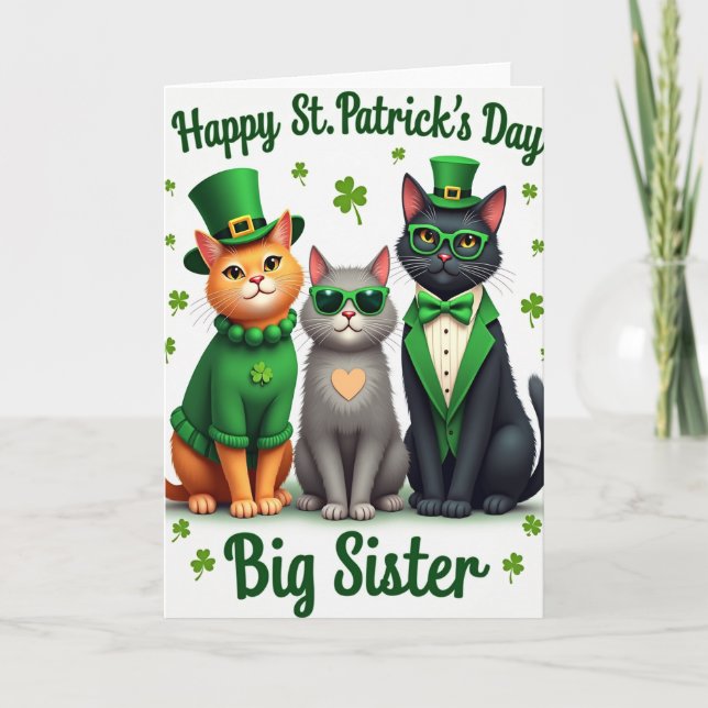 Carte Cats St Patricks Day Big Sister Card (Devant)