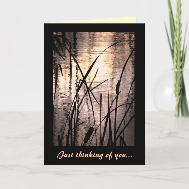 Carte Cattails au coucher du soleil Penser à vous (Devant)