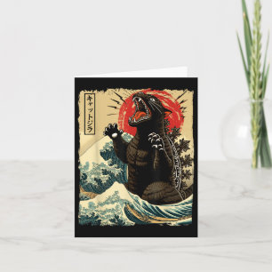 Carte Catzilla Cat Art Drôle Chat Japonais Pour Hommes F