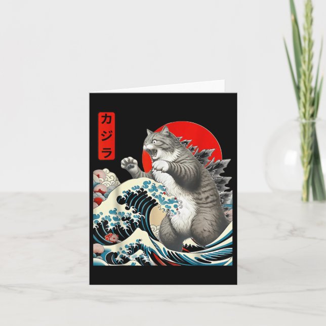 Carte Catzilla Chat Art Japonais Dons De Chat Drôle Pour (Devant)