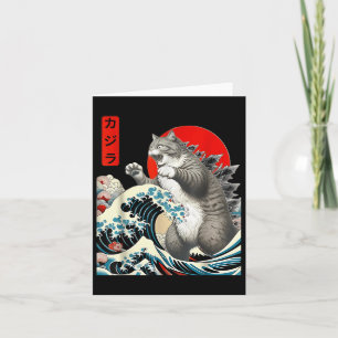Carte Catzilla Chat Art Japonais Dons De Chat Drôle Pour