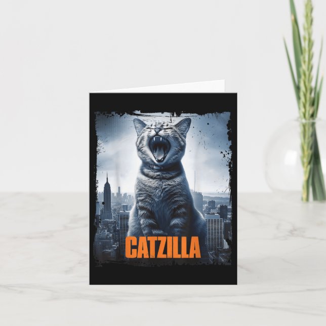 Carte Catzilla Roaring sur la ville Skyline Cat Monster  (Devant)