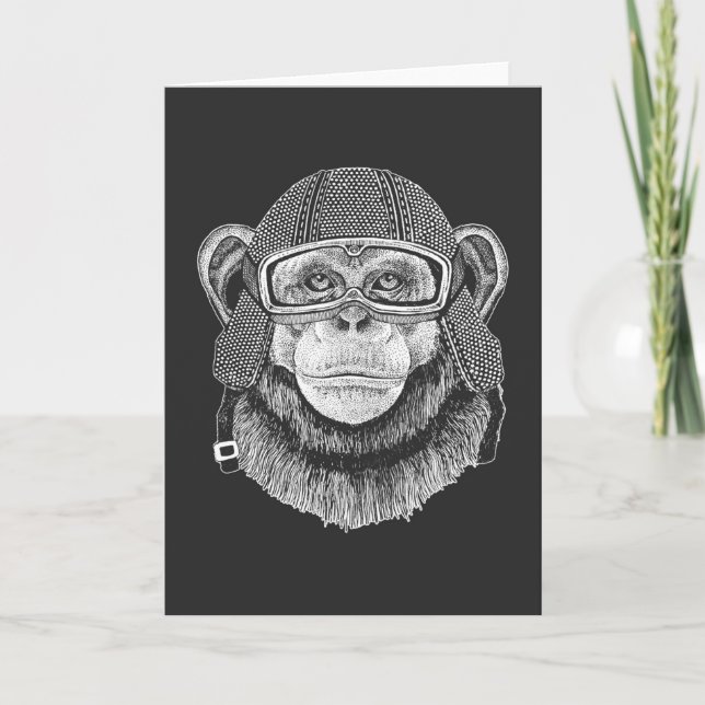 Carte Cavalier de moto de chimpanzé (Devant)