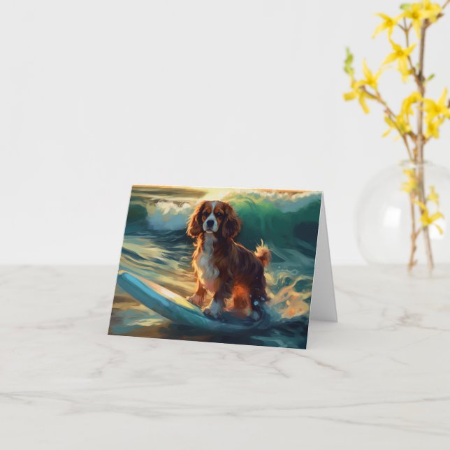 Carte Cavalier King Beach Surf Peinture (Fleur jaune)