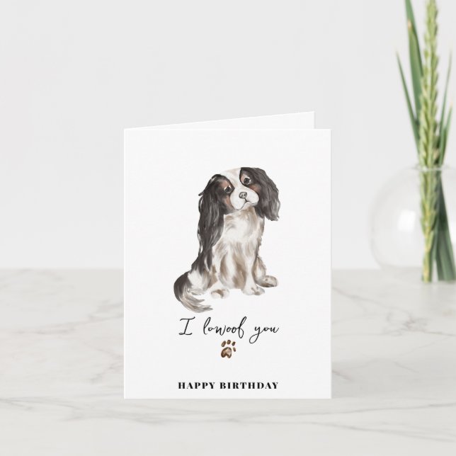 Carte Cavalier King Charles Chien Patte Chiot Animaux An (Devant)