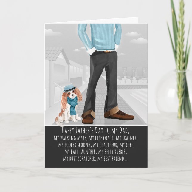 Carte Cavalier King Charles de la Fête des pères des chi (Devant)