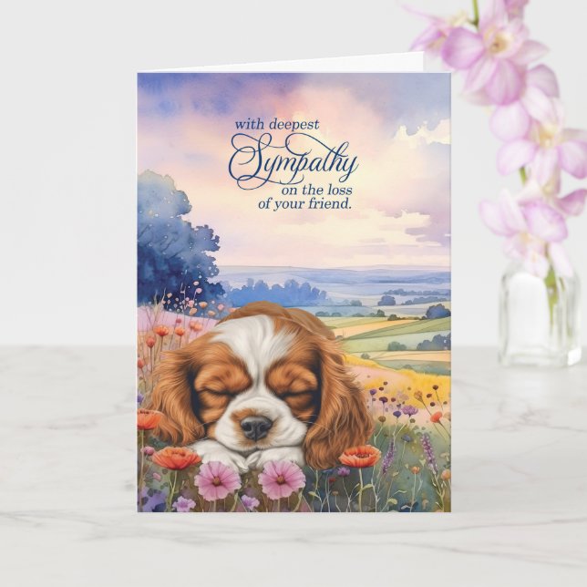 Carte Cavalier King Charles Dog Wildflowers Pet Sympathy (Orchidée)