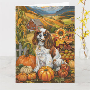 Carte Cavalier King Charles Espaniel Automne Thanksgivin