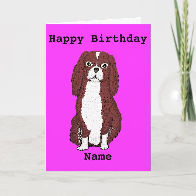 Carte Cavalier King Charles Spaniel Ajouter un nom Anniv (Devant)