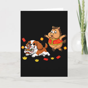 Carte Cavalier King Charles Spaniel Cheval Chinois Heure