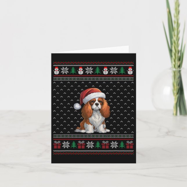 Carte Cavalier King Charles Spaniel Chien portant un cha (Devant)