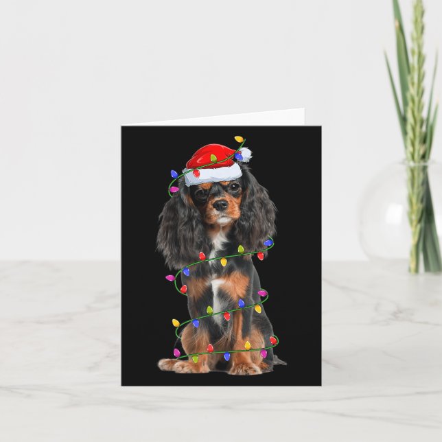 Carte Cavalier King Charles Spaniel Dog Christmas Lights (Devant)