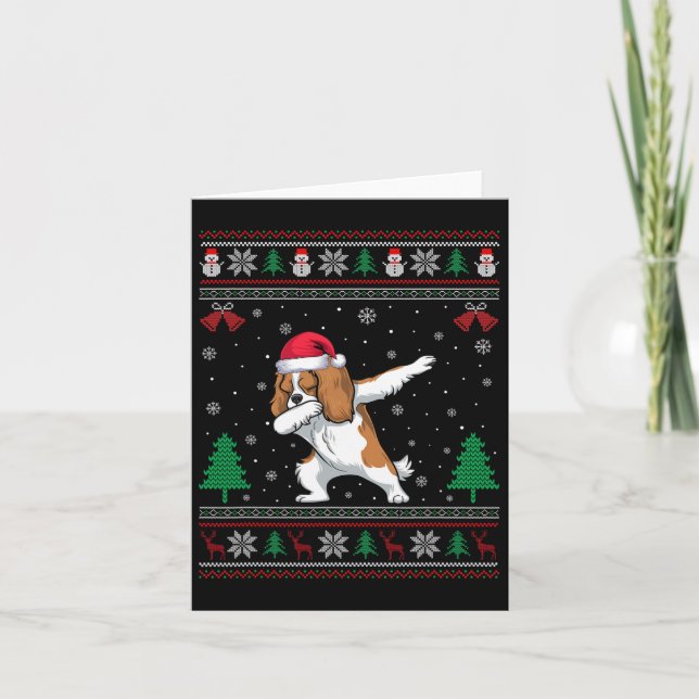 Carte Cavalier King Charles Spaniel en dab Santaclaus (Devant)