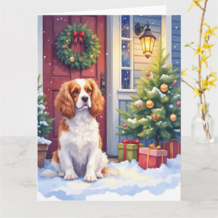 Carte Cavalier King Charles Spaniel Noël enneigé