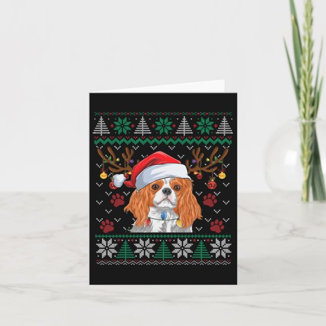 Carte Cavalier King Charles Spaniel Père Noël Sweater hi (Devant)