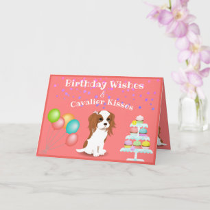 Carte Cavalier King Charles Spaniel Pink Happy Birthday