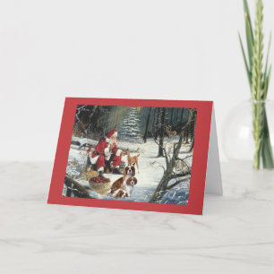 Carte Cavalier King Charles Spaniel SantaChristmas