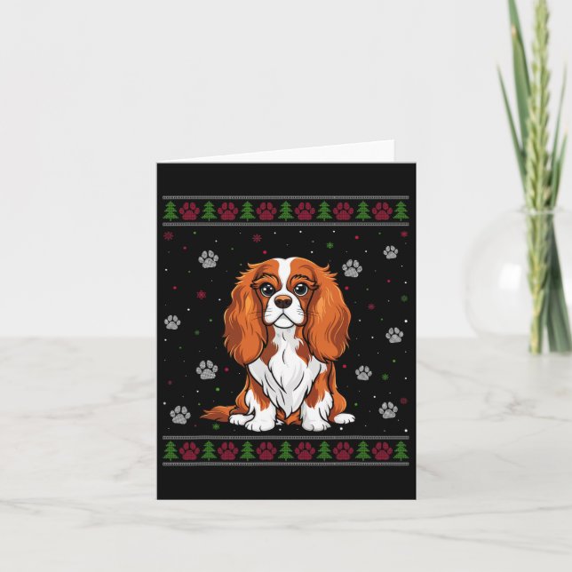 Carte Cavalier King Charles Spaniel Sweat de Noël Do (Devant)