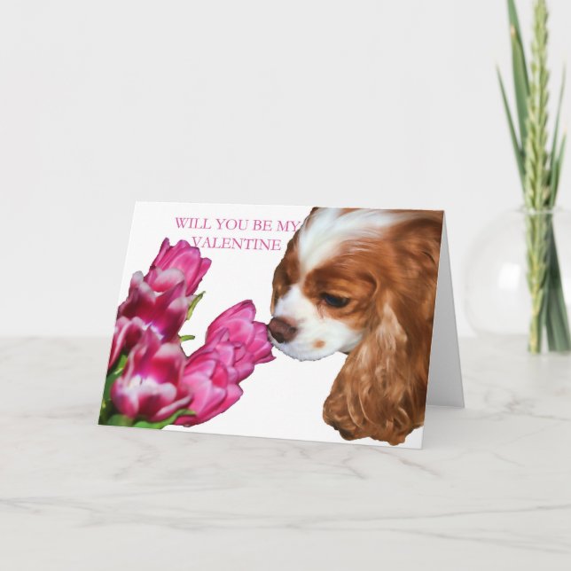 Carte Cavalier King Charles Spaniel Valentines (Devant)