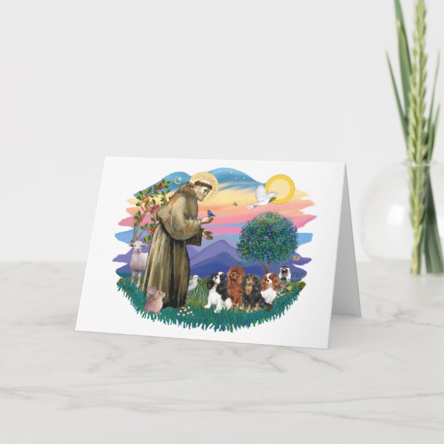 Carte Cavalier King Charles Spaniels (quatre) (Devant)