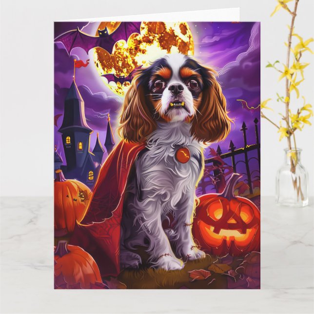 Carte Cavalier King Vampire Citrouilles Halloween Épouva (Fleur jaune)