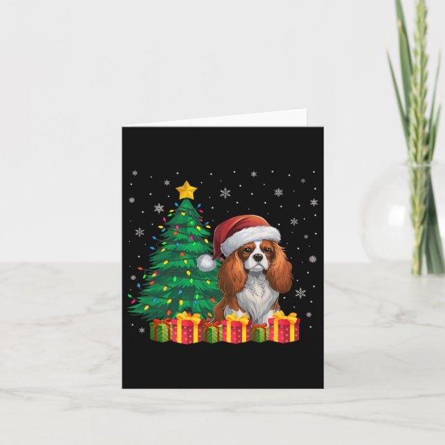 Carte Cavalier Roi Charles Espagnol Santa Hat Noël Noël (Devant)