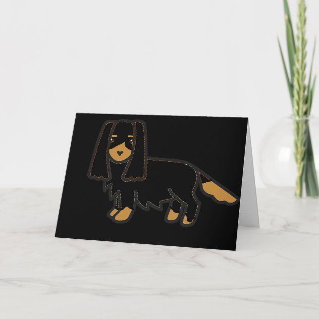 Carte cavalier roi charles spaniel noir et tan cartoo (Devant)