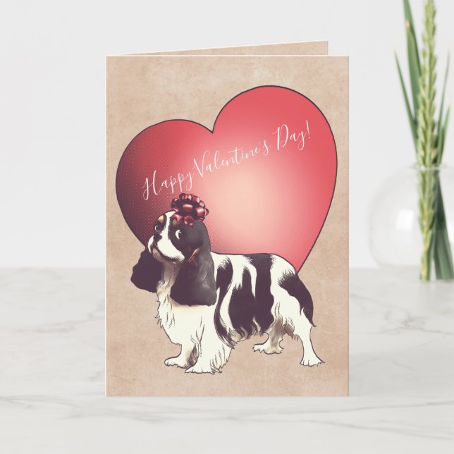 Carte cavalière de Saint-Valentin d'épagneul du (Devant)