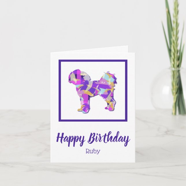 Carte Cavapoo Chien Silhouette Cute PPY&B Anniversaire (Devant)