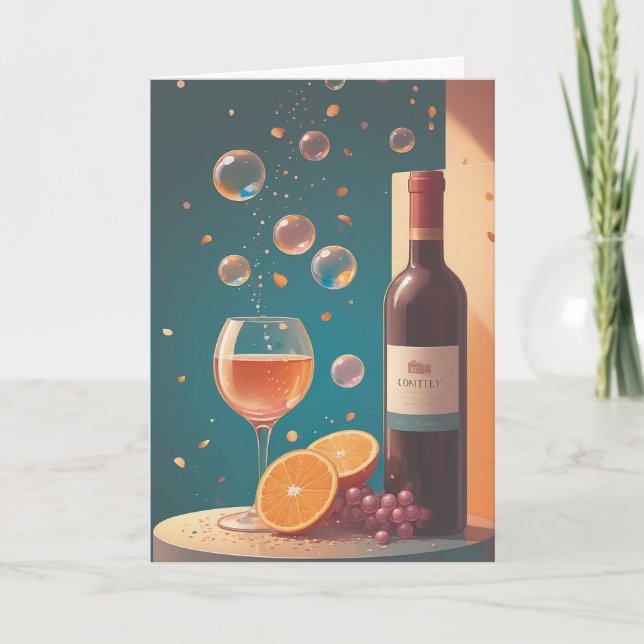 Carte Cave à vin Anniversaire Brille (Devant)