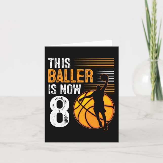 Carte Ce Baller A Maintenant 8 Ans Basketball 8ème Birth (Devant)