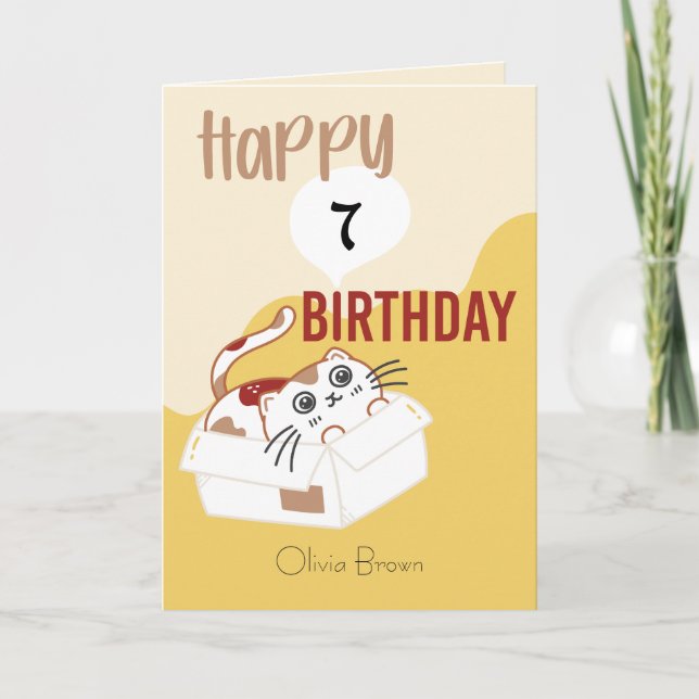 Carte Ce chat Vie Kitty en boîte Enfants Editable Annive (Devant)