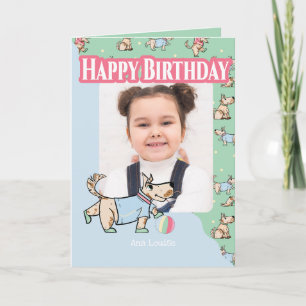 Carte Ce Chien Vie Vert Bleu Joyeux Photo Anniversaire