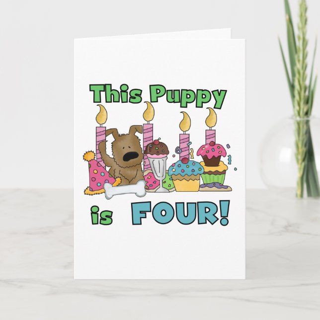 Carte Ce chiot est quatre t-shirts et cadeaux (Devant)