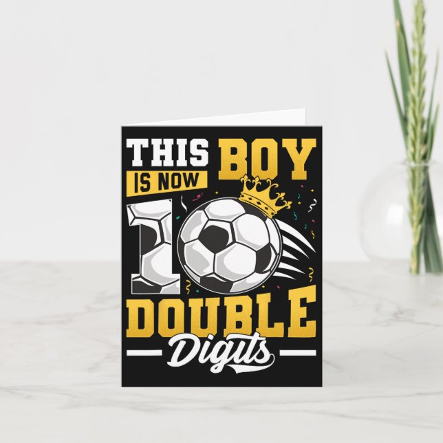 Carte Ce garçon double chiffres Soccer garçon de 10 ans  (Devant)