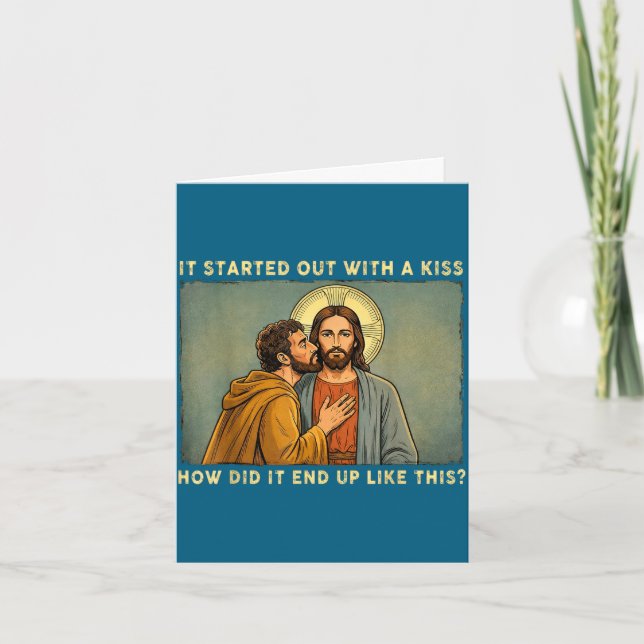 Carte Ce n'était qu'un baiser jésus & judas mème drôle (Devant)