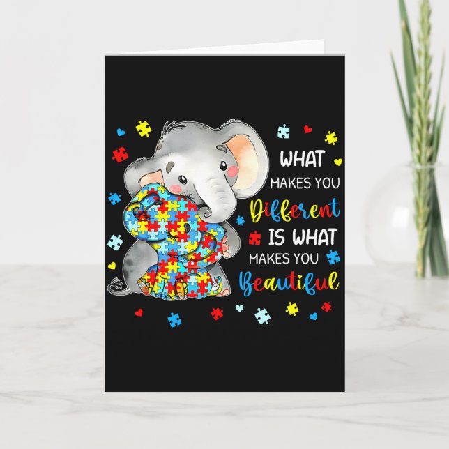 Carte Ce qui vous rend différent Bel Éléphant Autisme (Devant)