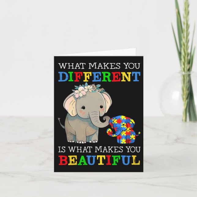 Carte Ce qui vous rend différents Elephant Maman Autisme (Devant)