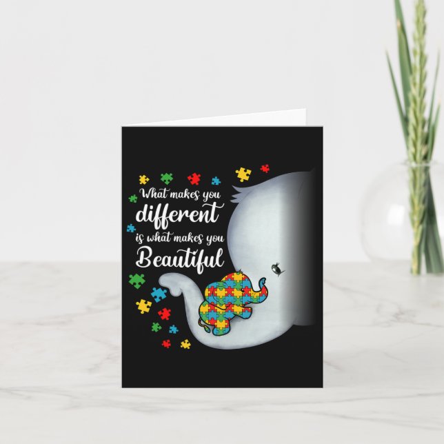 Carte Ce qui vous rend différents éléphants Autisme Mama (Devant)