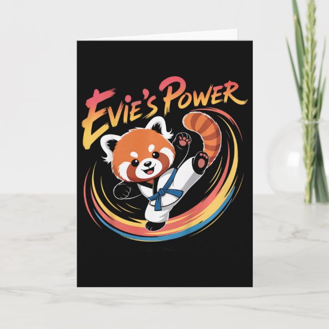 Carte Ceinture bleue de karaté taekwondo Power Red Panda (Devant)
