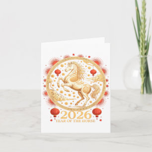 Carte Célébration 2026 Année du Cheval Lunaire Fille Zod