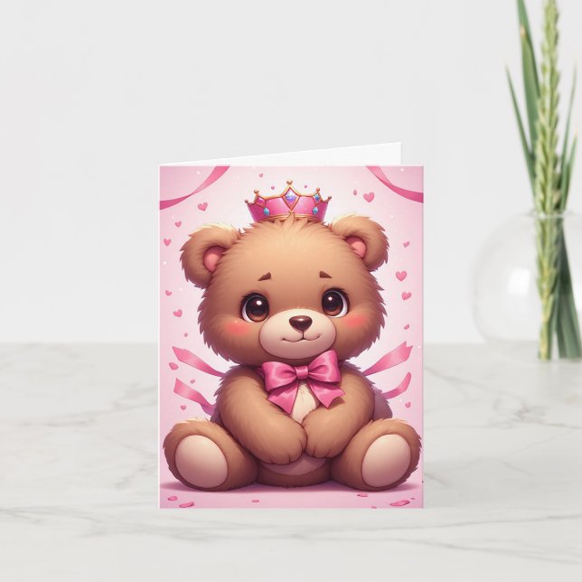 Carte Célébration d'anniversaire avec un ours en peluche (Devant)